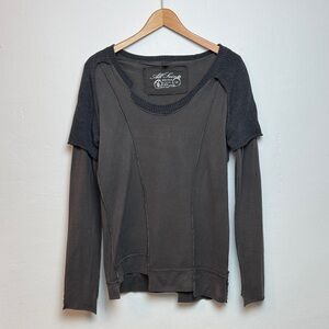 All Saints Spitalfields MAINEY LS TOP Charcoal Size 8